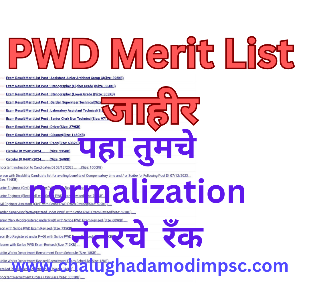 Maha PWD Merit List PWD मेरिट लिस्ट उपलब्ध Chalu Ghadamodi